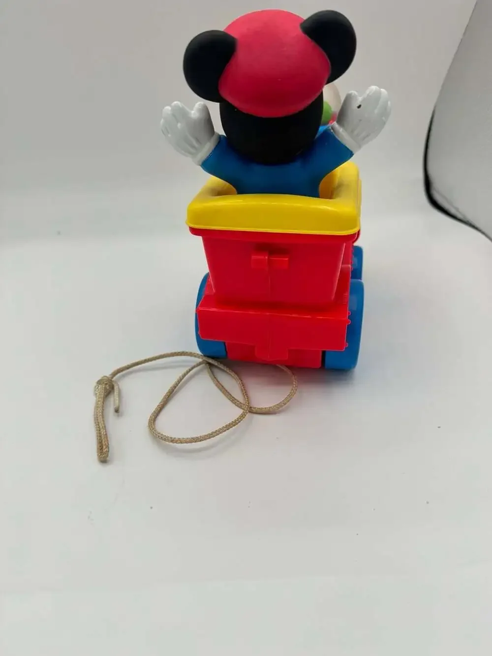 Vintage Disney Mickey Mouse Popping Train Engine Pull Toy